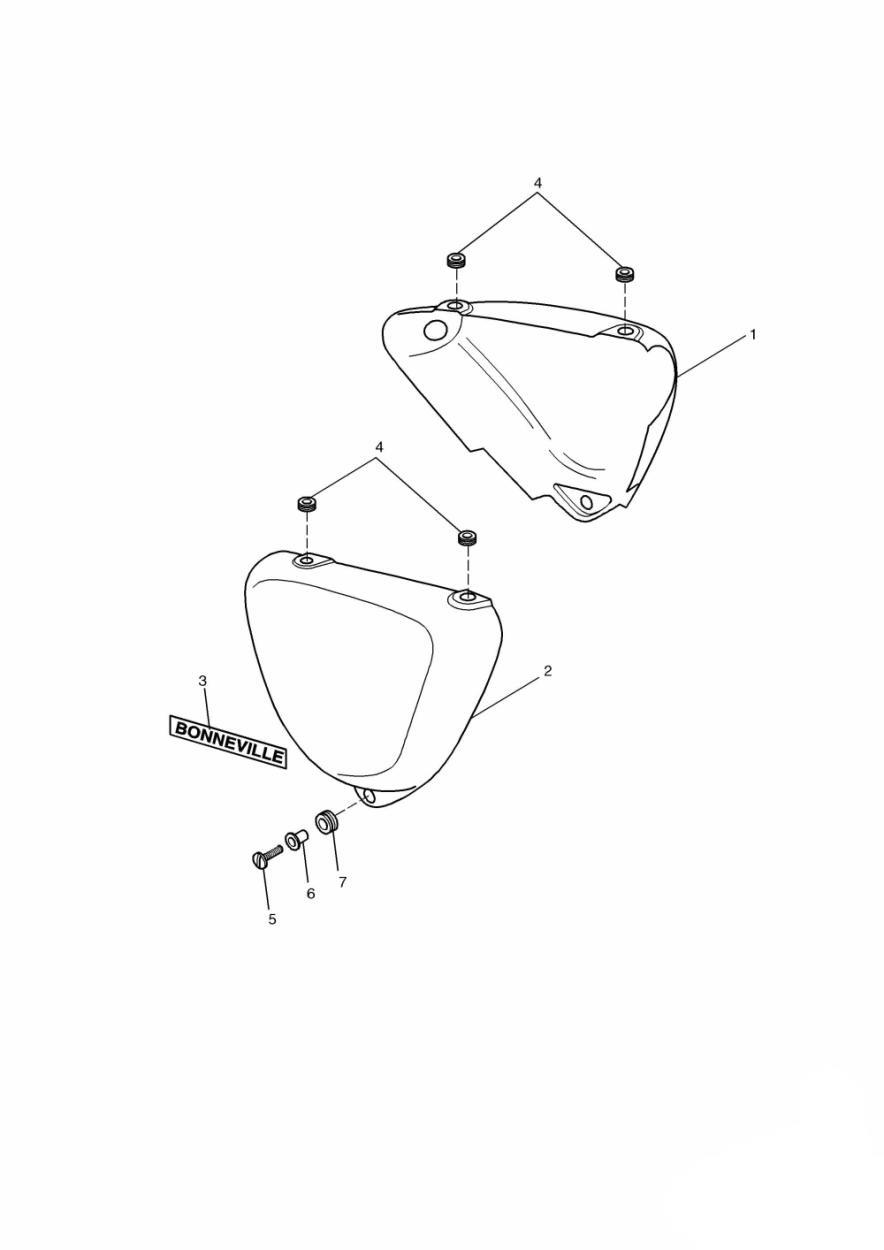 Bodywork Side Panels - Bonneville exploded diagram
