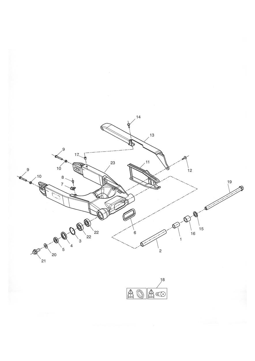 Rear Swinging Arm exploded diagram