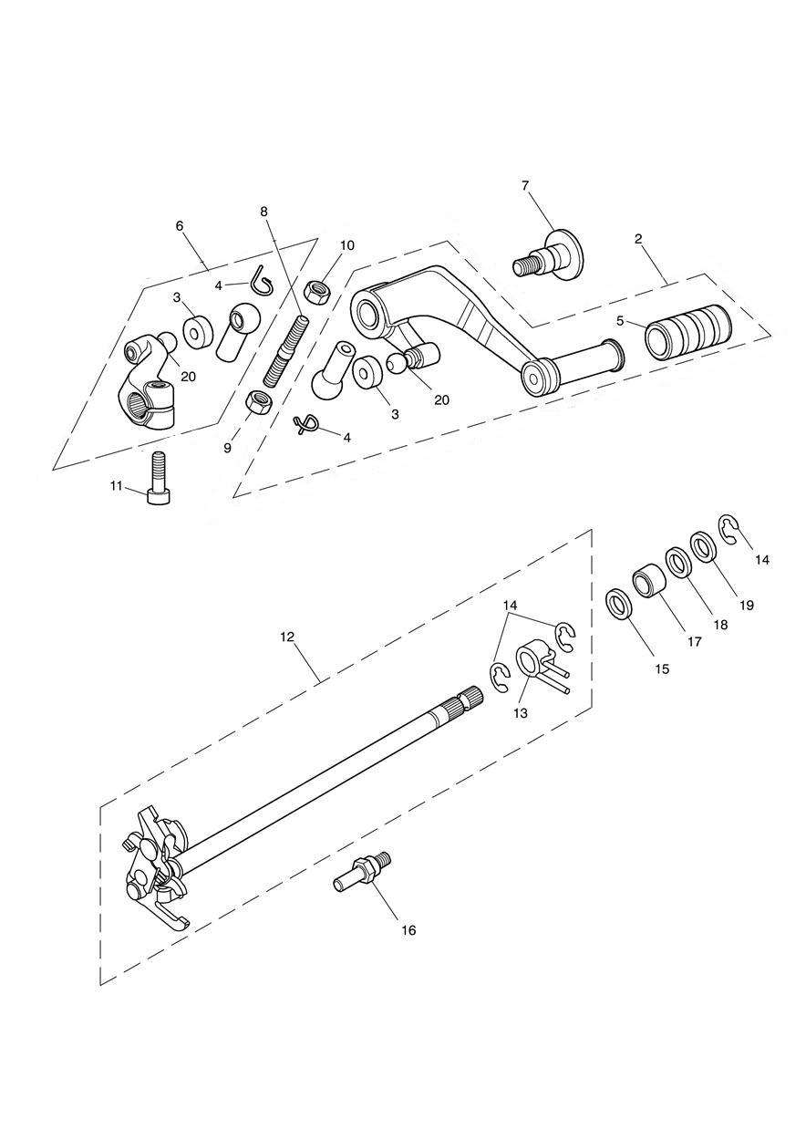 Gear Change Mechanism exploded diagram