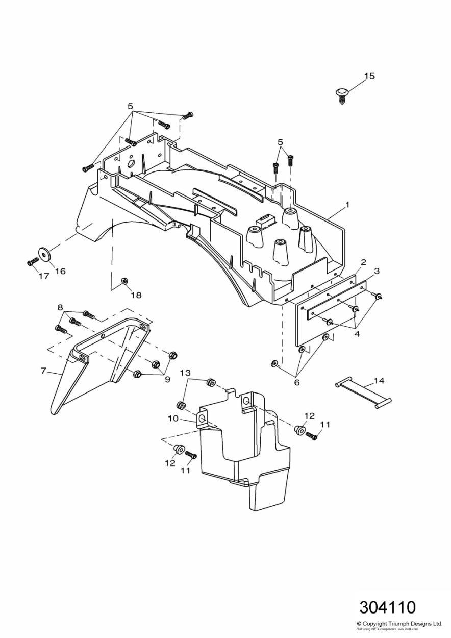 Rear Mudguard & Battery Box exploded diagram