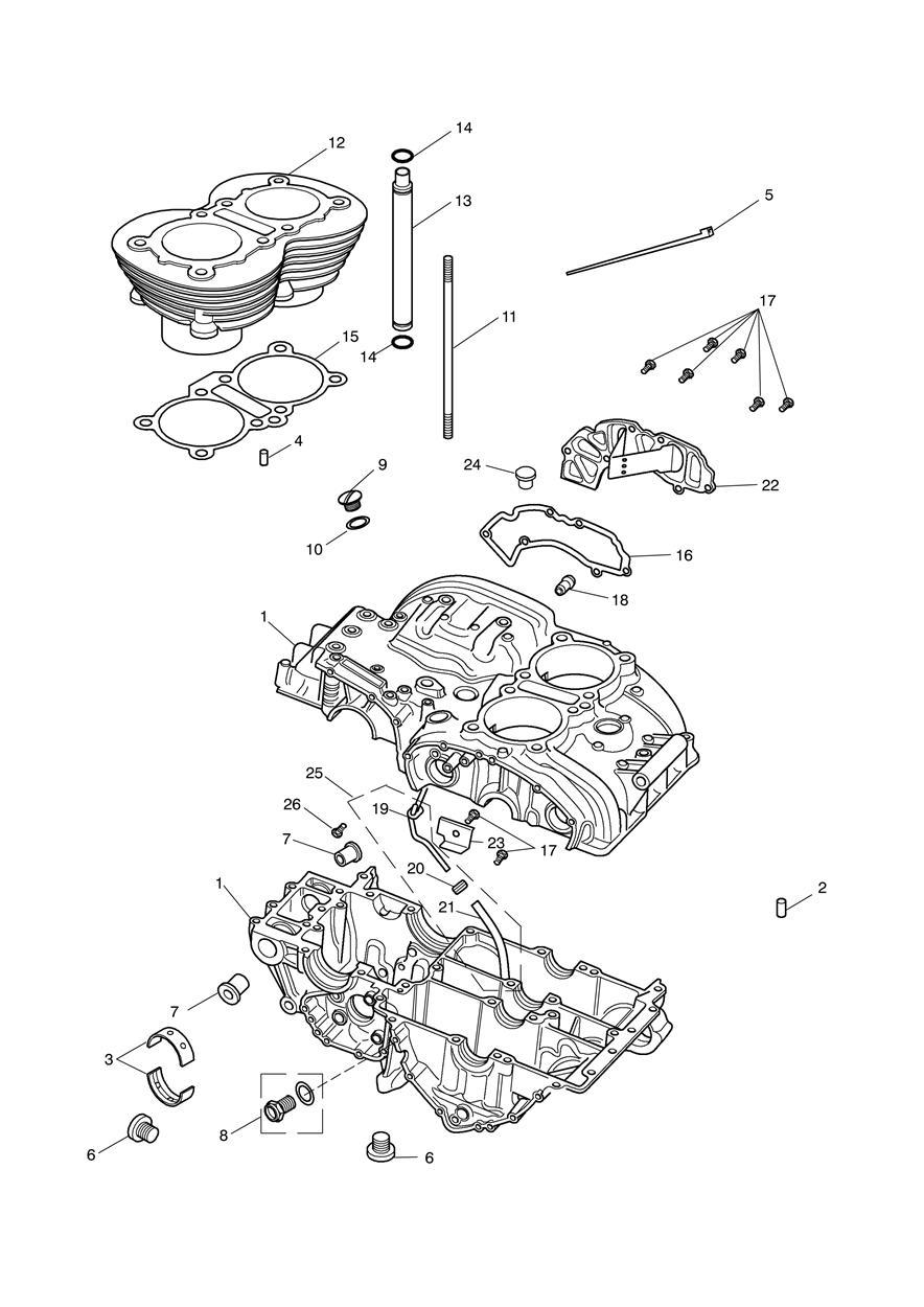 Crankcase & Fittings exploded diagram