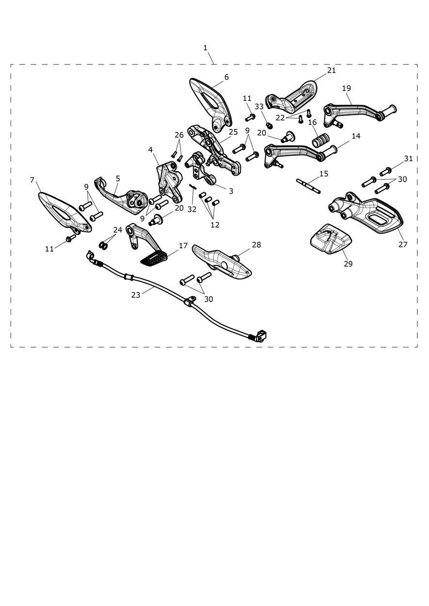 Foot Control Kit, Middle exploded diagram