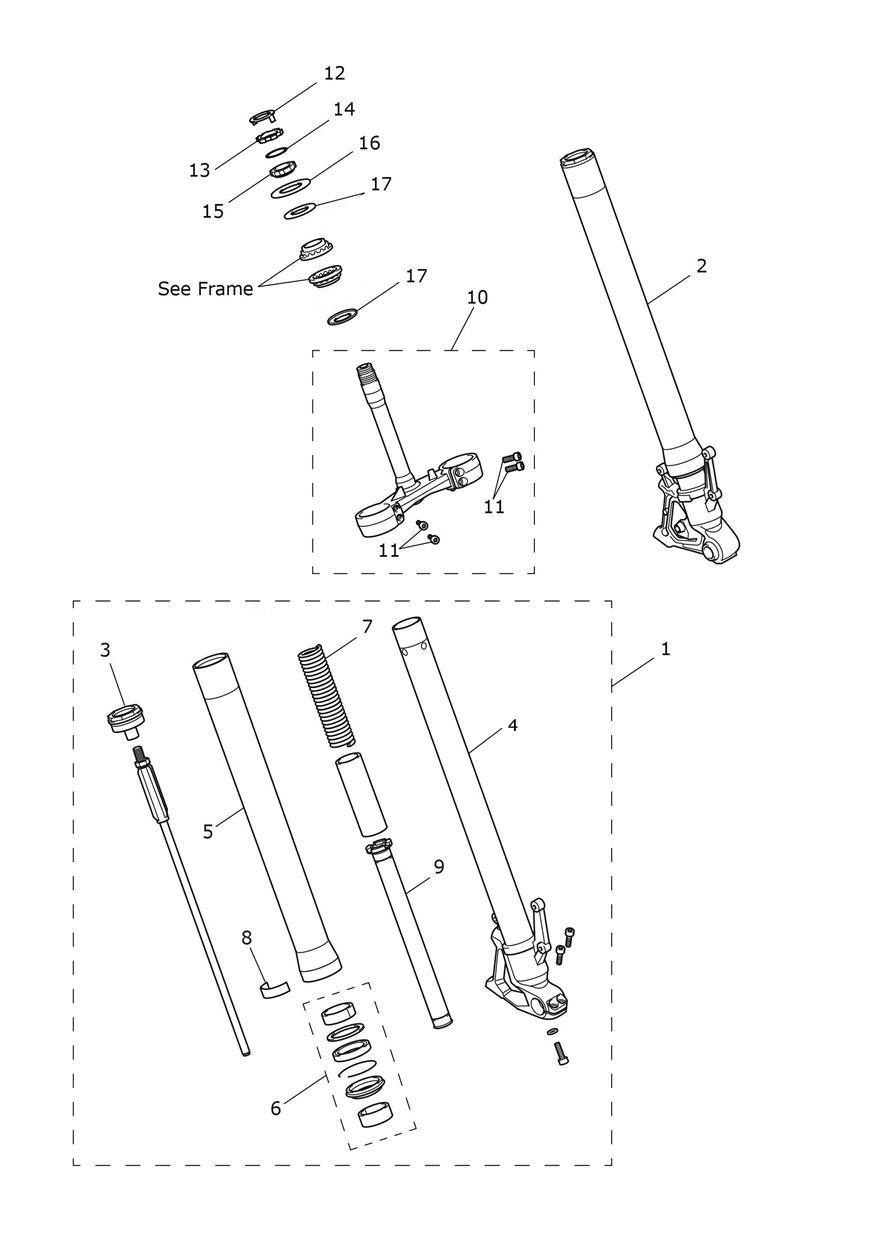 Front Forks & Lower Yoke Assy exploded diagram