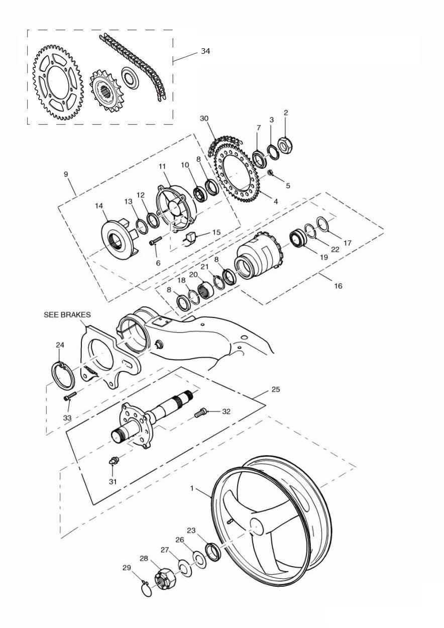 Rear Wheel/Final Drive exploded diagram