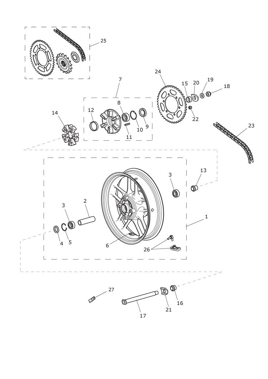 Rear Wheel & Final Drive exploded diagram