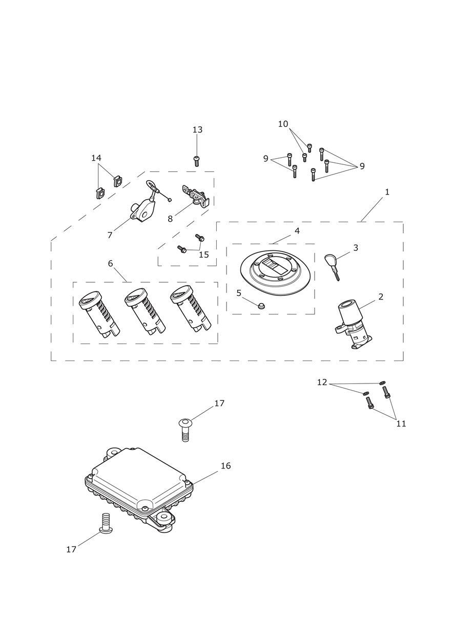 Lockset & Immobiliser exploded diagram