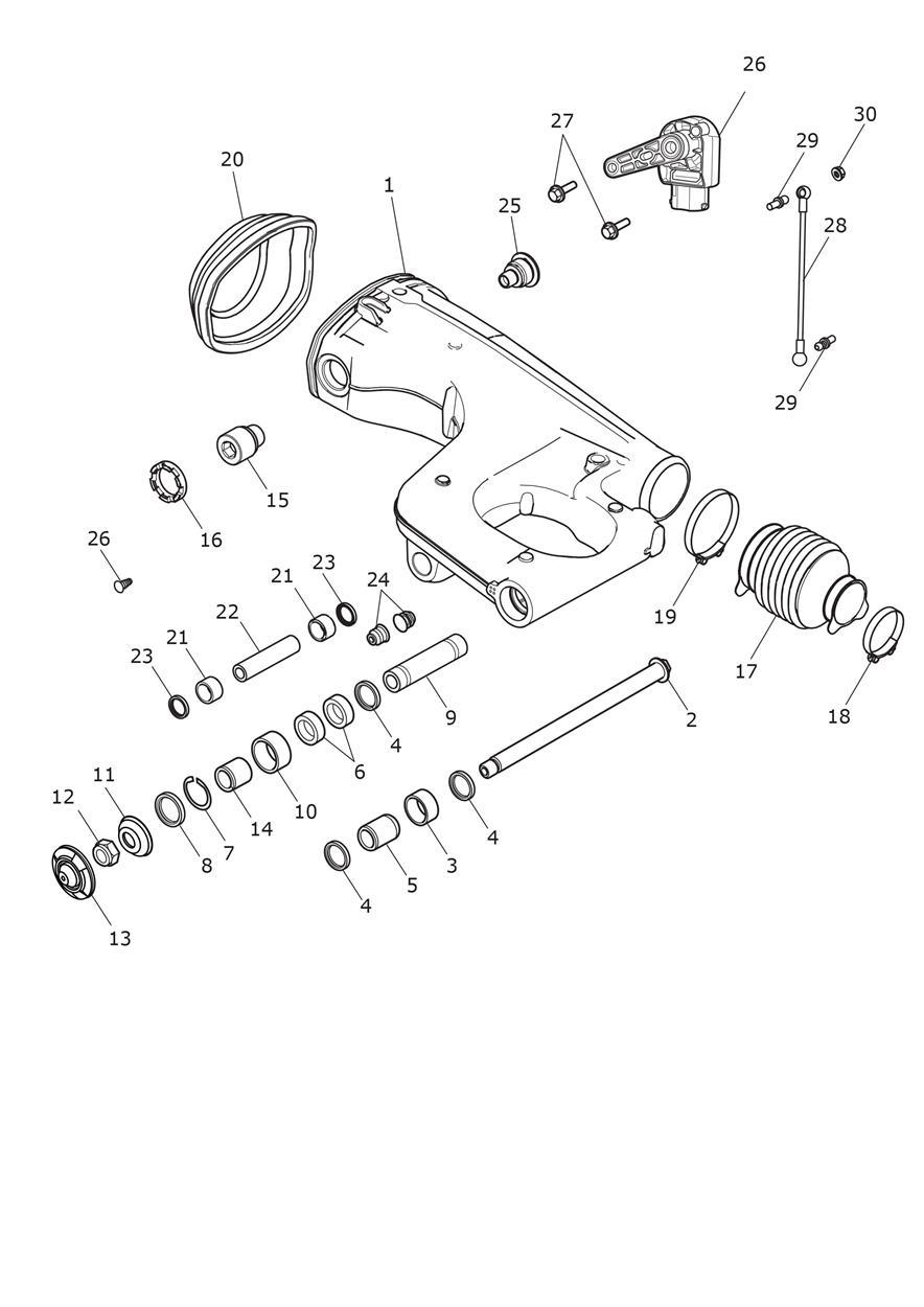 Rear Swingarm exploded diagram