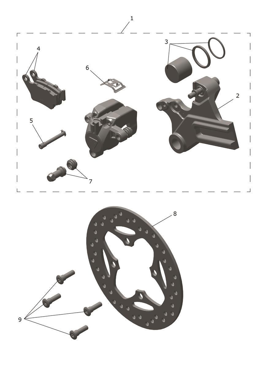 Rear Caliper & Disc exploded diagram