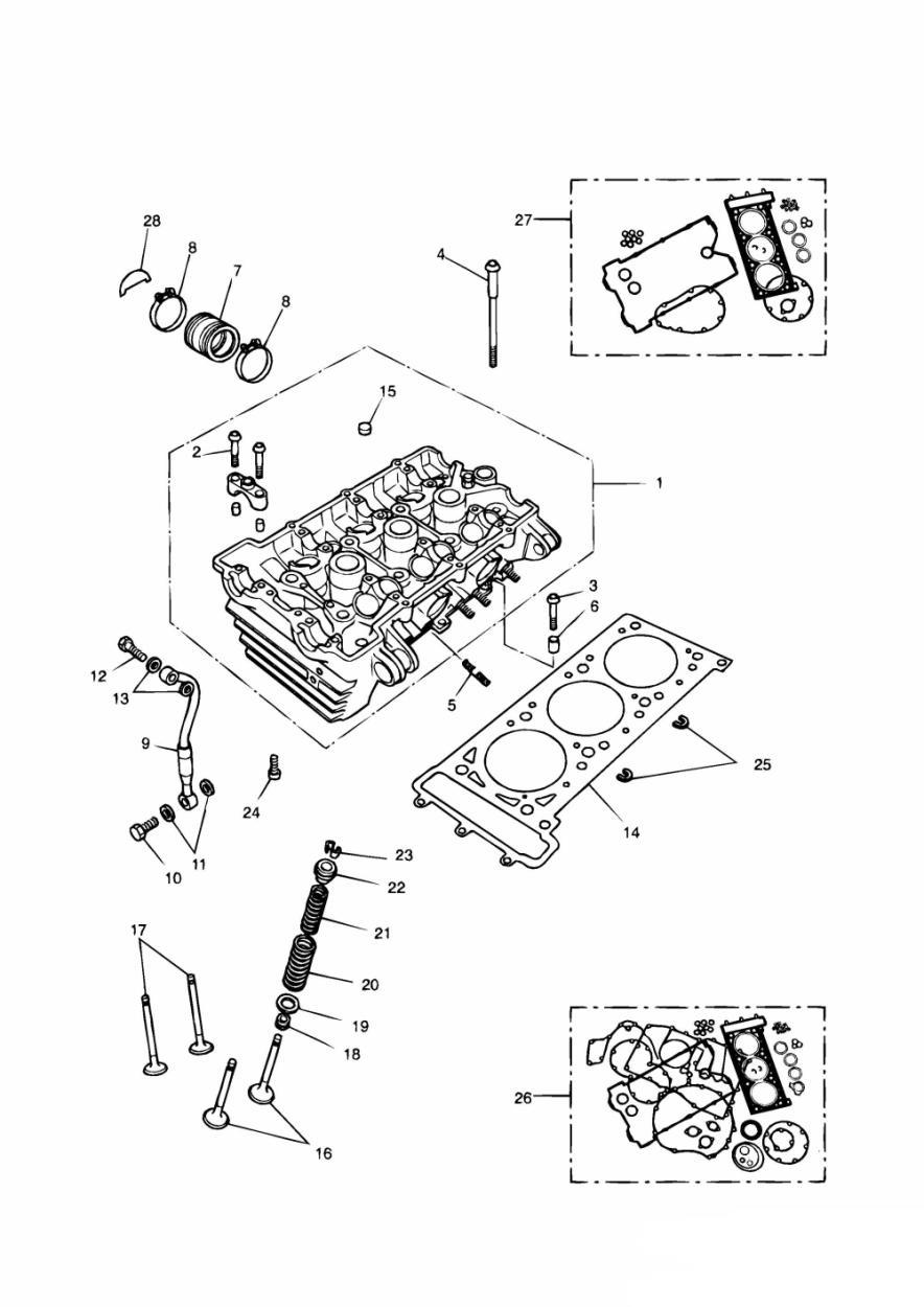 Cylinder Head and Valves 3 Cylinder exploded diagram