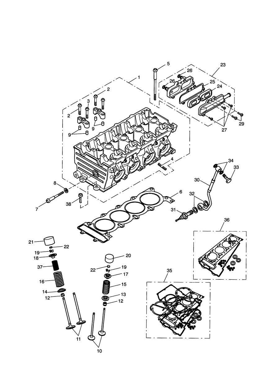 Cylinder Head and Valves exploded diagram