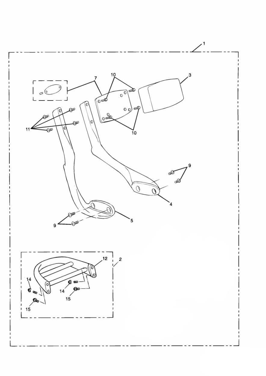 Passenger Backrest & Rack, Chromium & Polished Finish exploded diagram