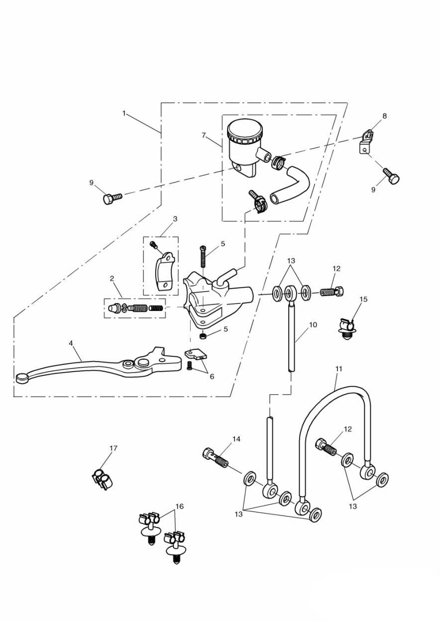 Front Brake Master Cylinder exploded diagram