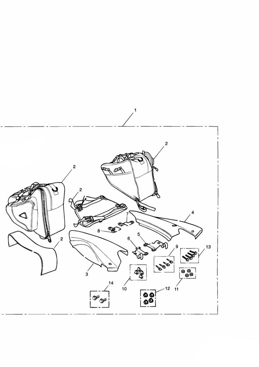 Throwover Pannier Kit exploded diagram