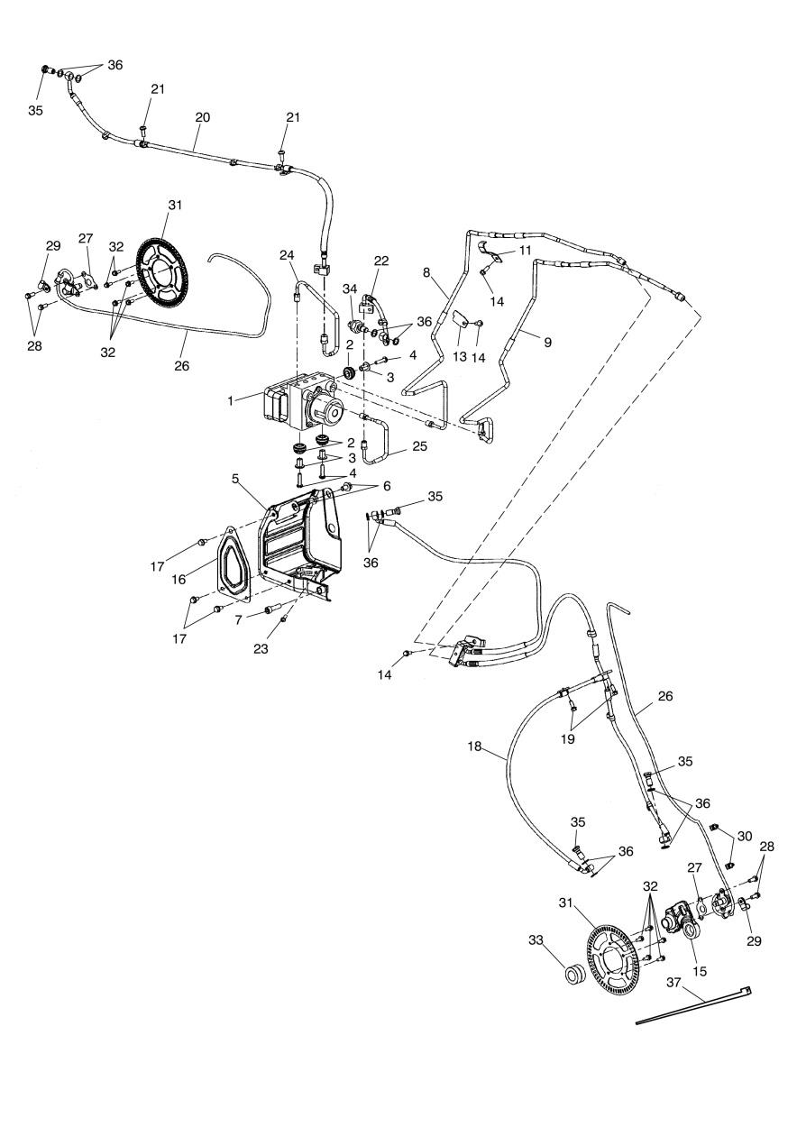 ABS Components - ABS Version Only exploded diagram