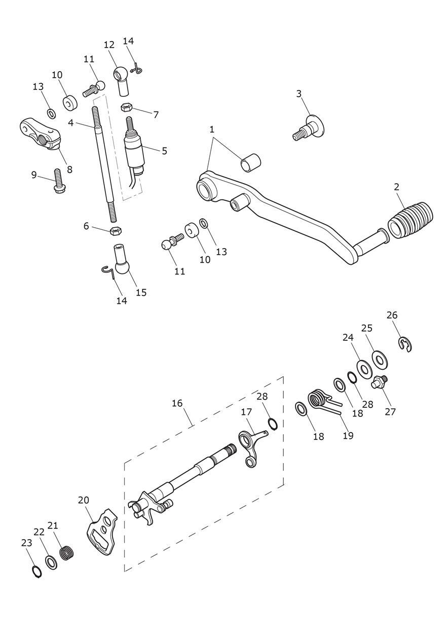 Gear Change Mechanism exploded diagram