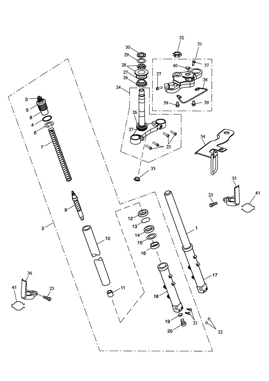 Front Forks & Yokes exploded diagram