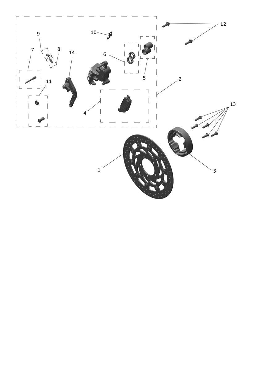 Front Brake Caliper & Disc exploded diagram
