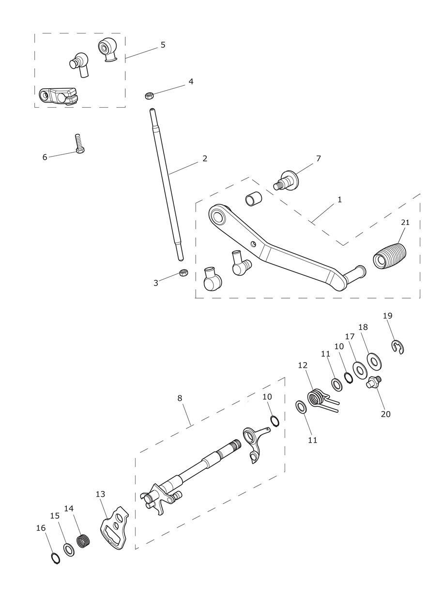 Gear Change Mechanism exploded diagram