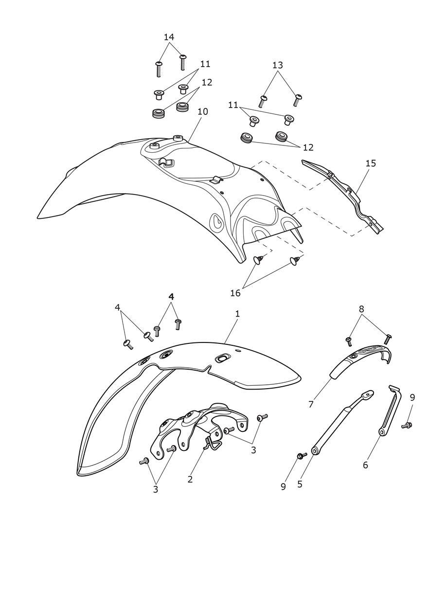 Mudguards exploded diagram
