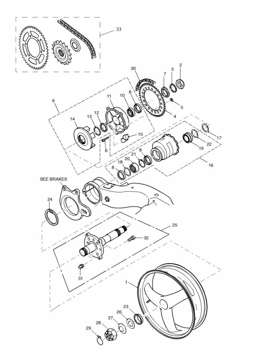 Rear Wheel/Final Drive exploded diagram