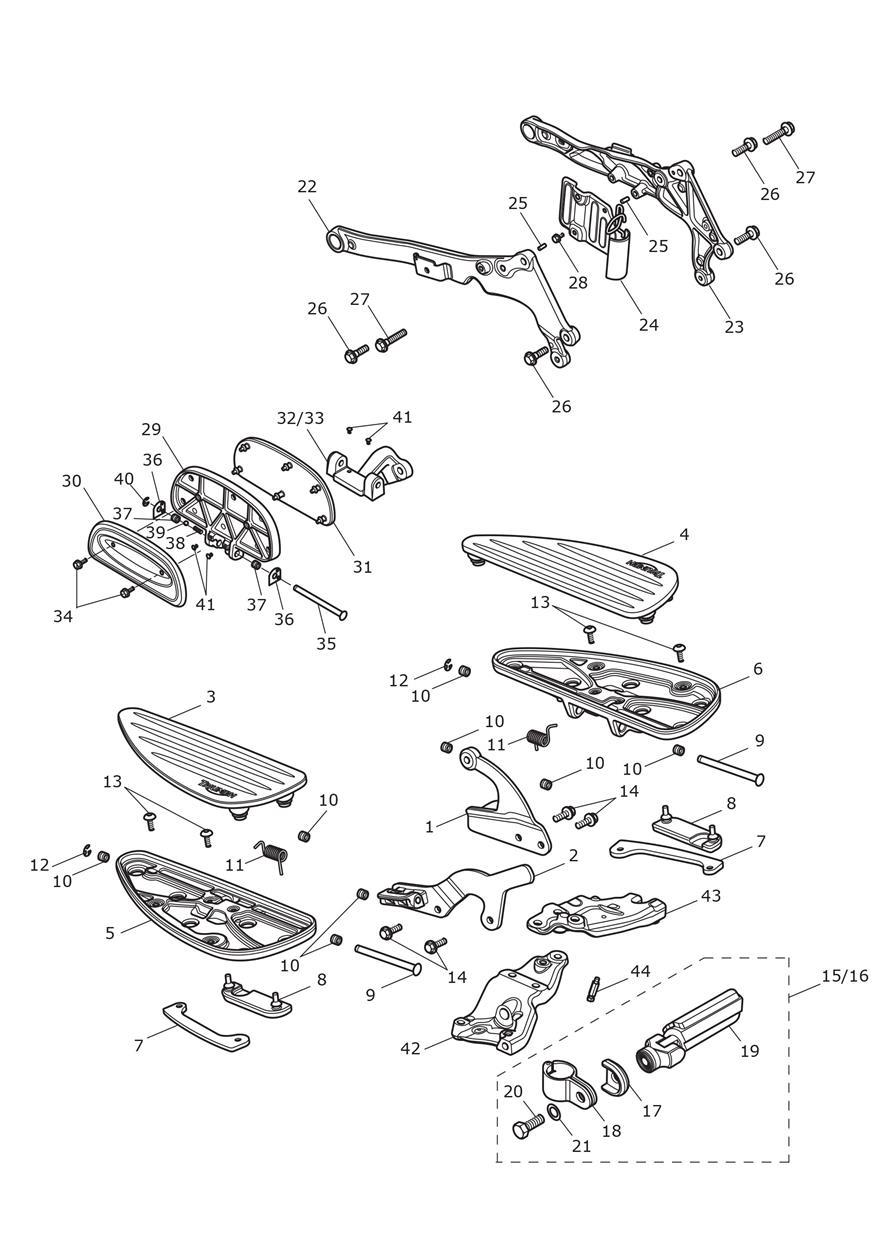 Footrestss & Mountings exploded diagram