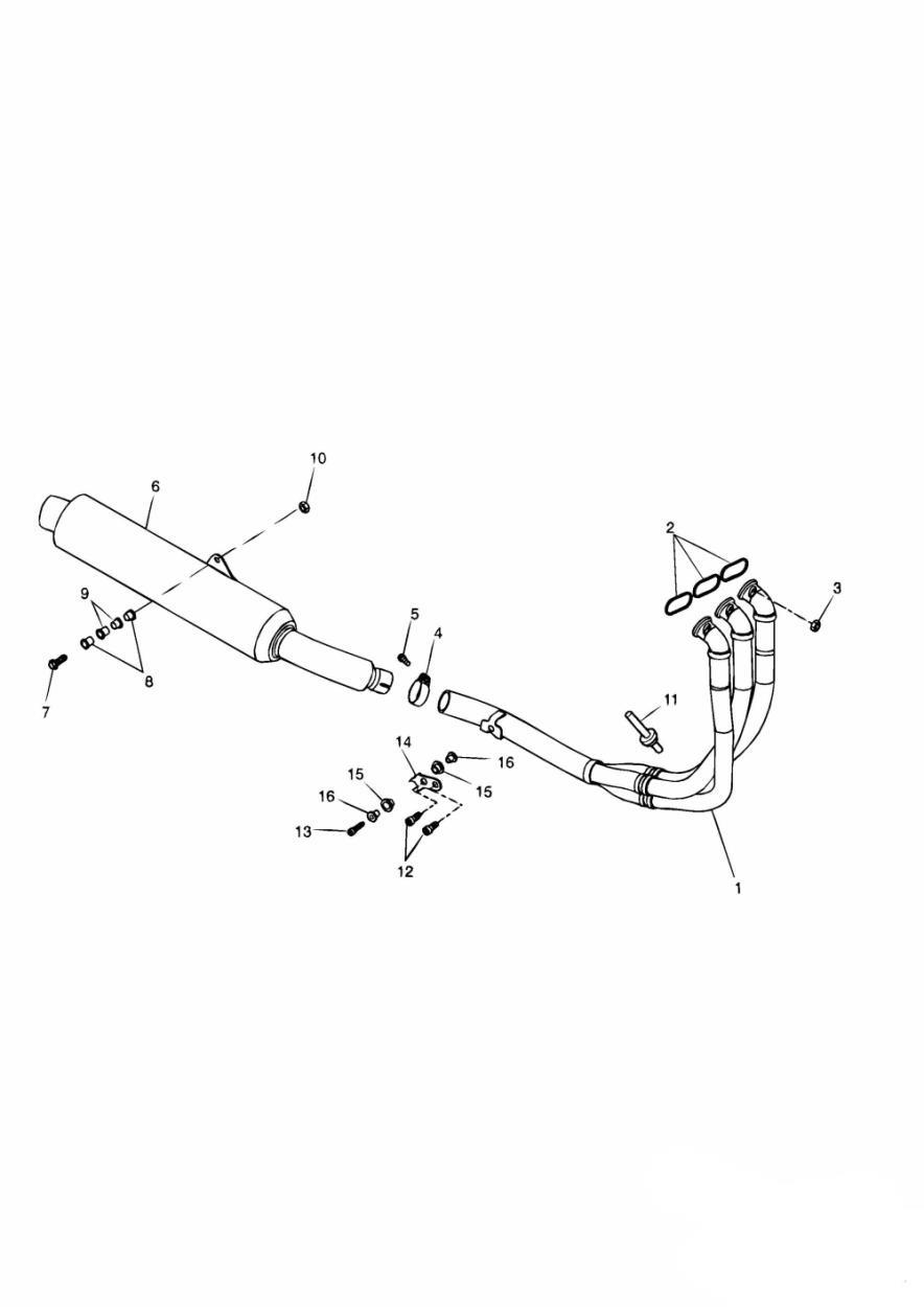 Exhaust System Double sided swingarm exploded diagram