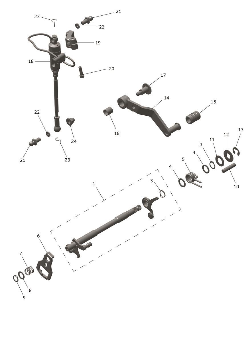 Gearchange Mechanism exploded diagram