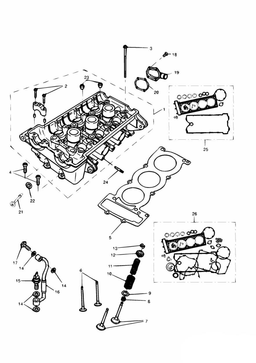 Cylinder Head and Valves exploded diagram