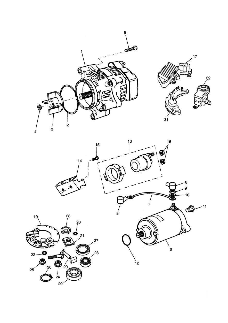 Alternator/Starter exploded diagram