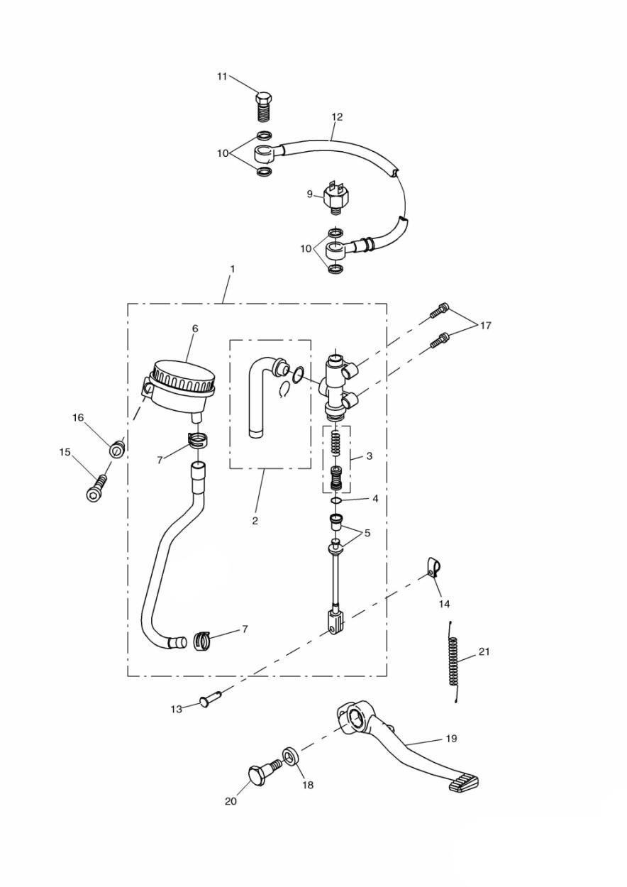 Rear Brake Master Cylinder exploded diagram