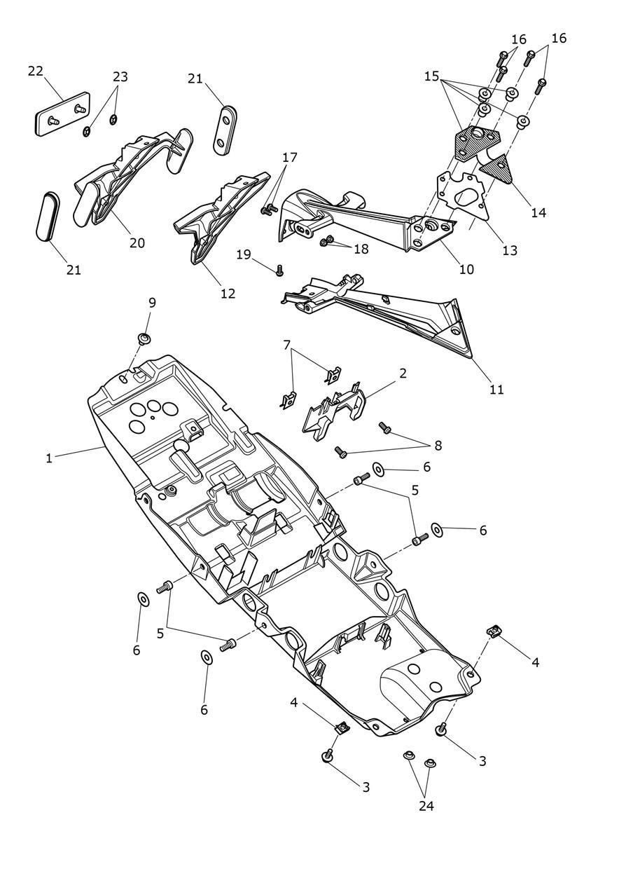 Rear Mudguard & No Plate Brkt exploded diagram