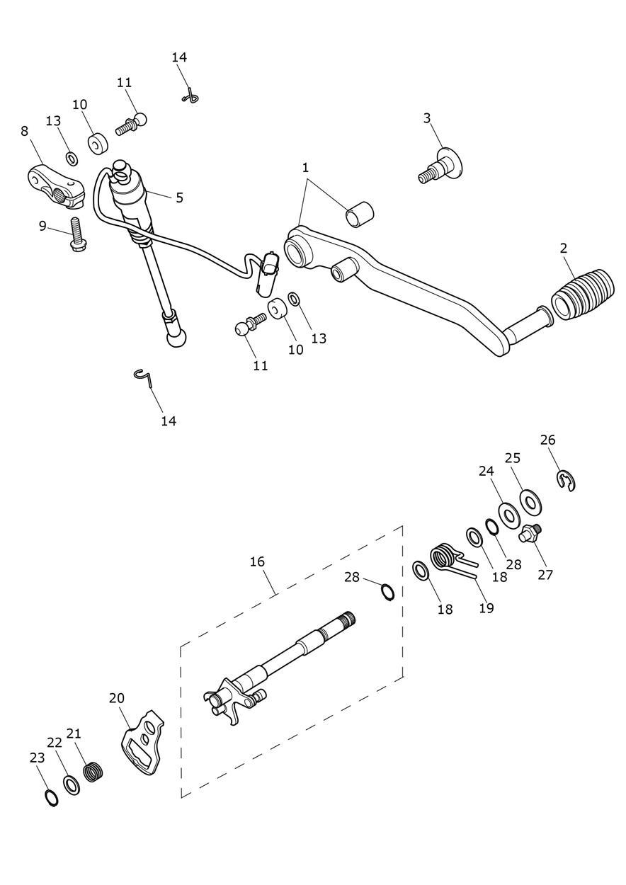 Gear Change Mechanism exploded diagram