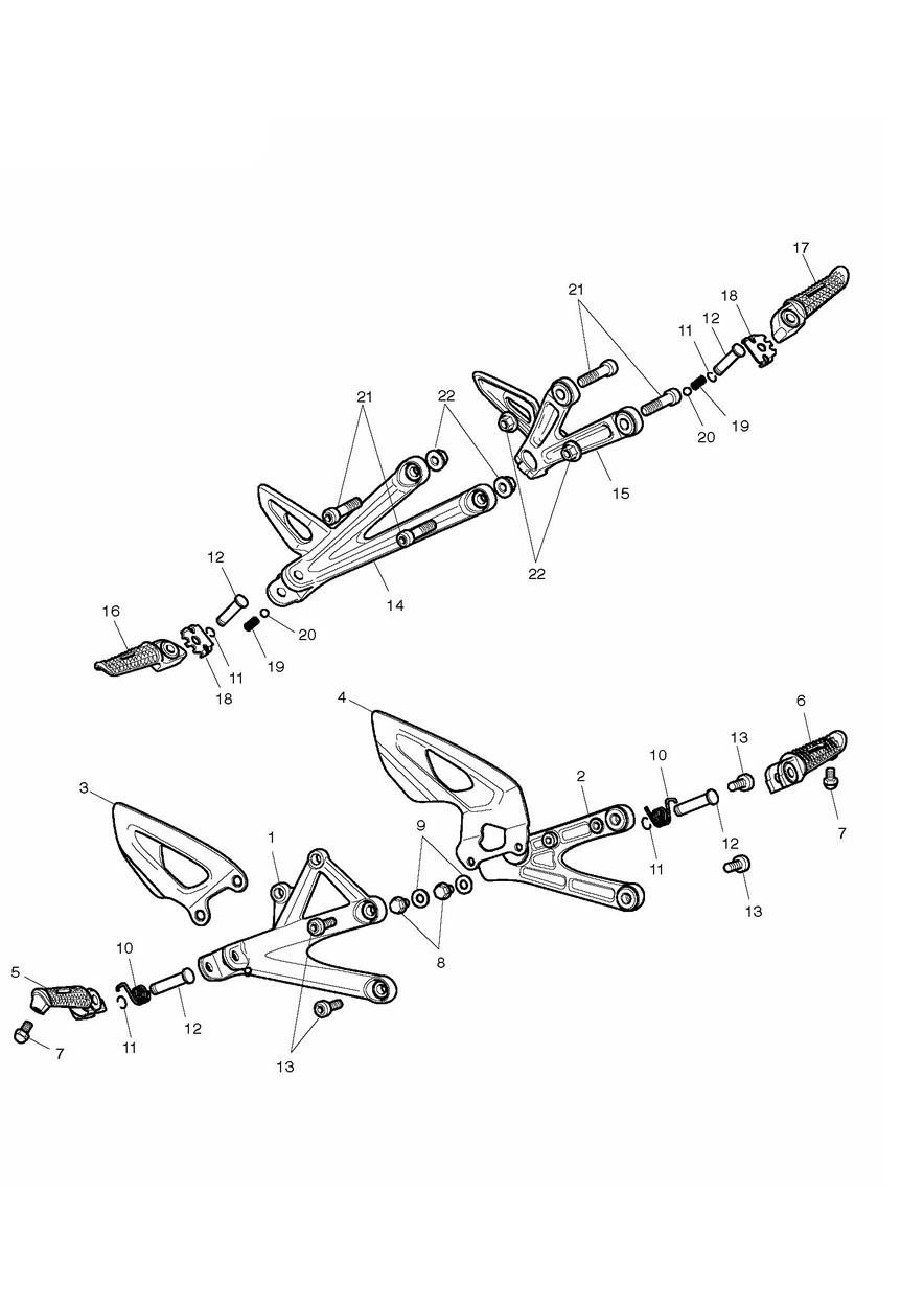 Footrests & Mountings exploded diagram