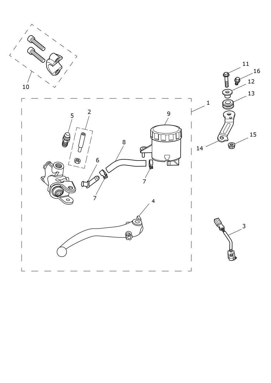 Front Brake Master Cylinder & Hoses exploded diagram
