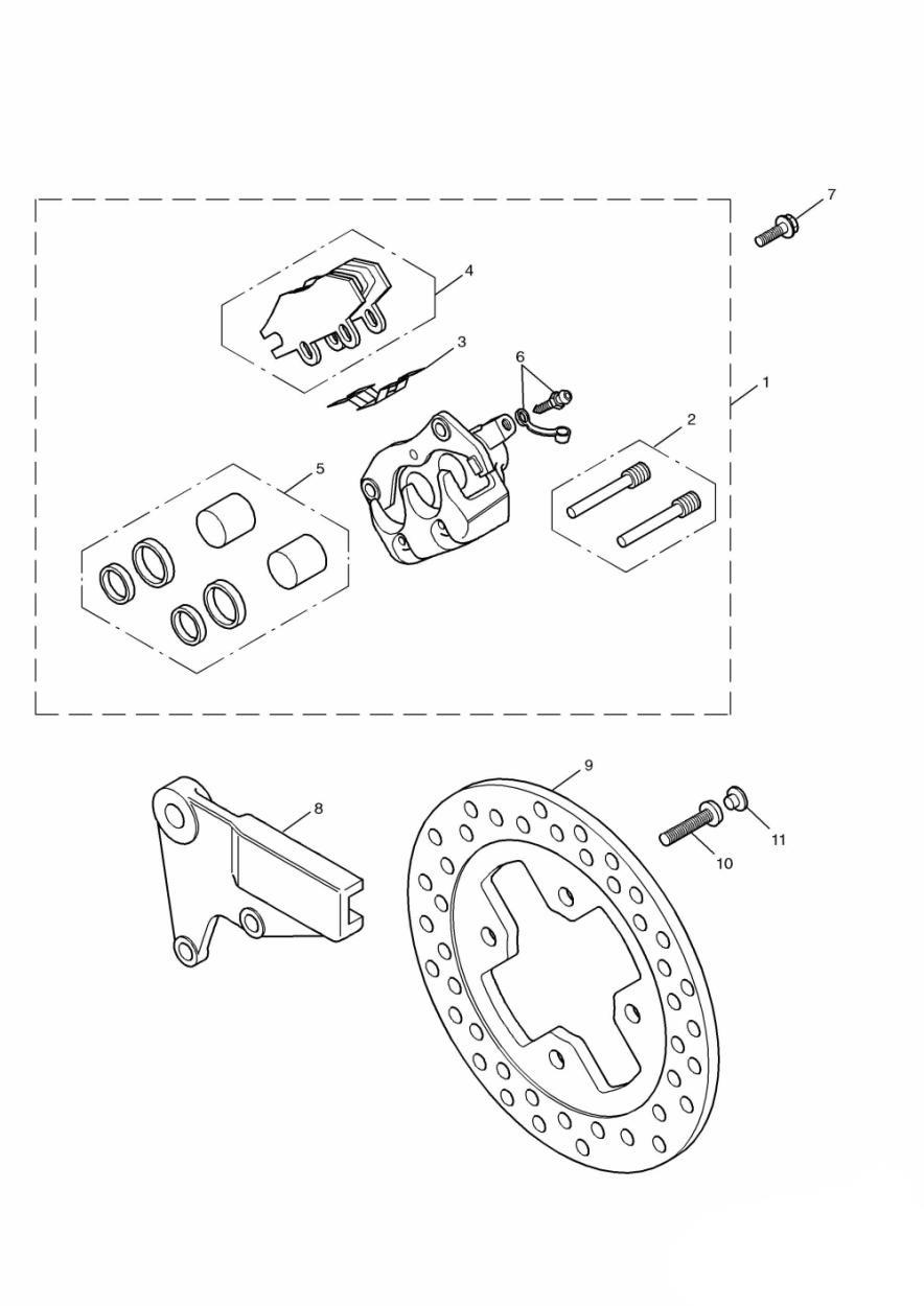 Rear Brake Disc and Caliper exploded diagram