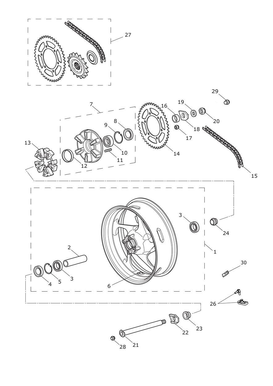 Rear Wheel & Final Drive exploded diagram