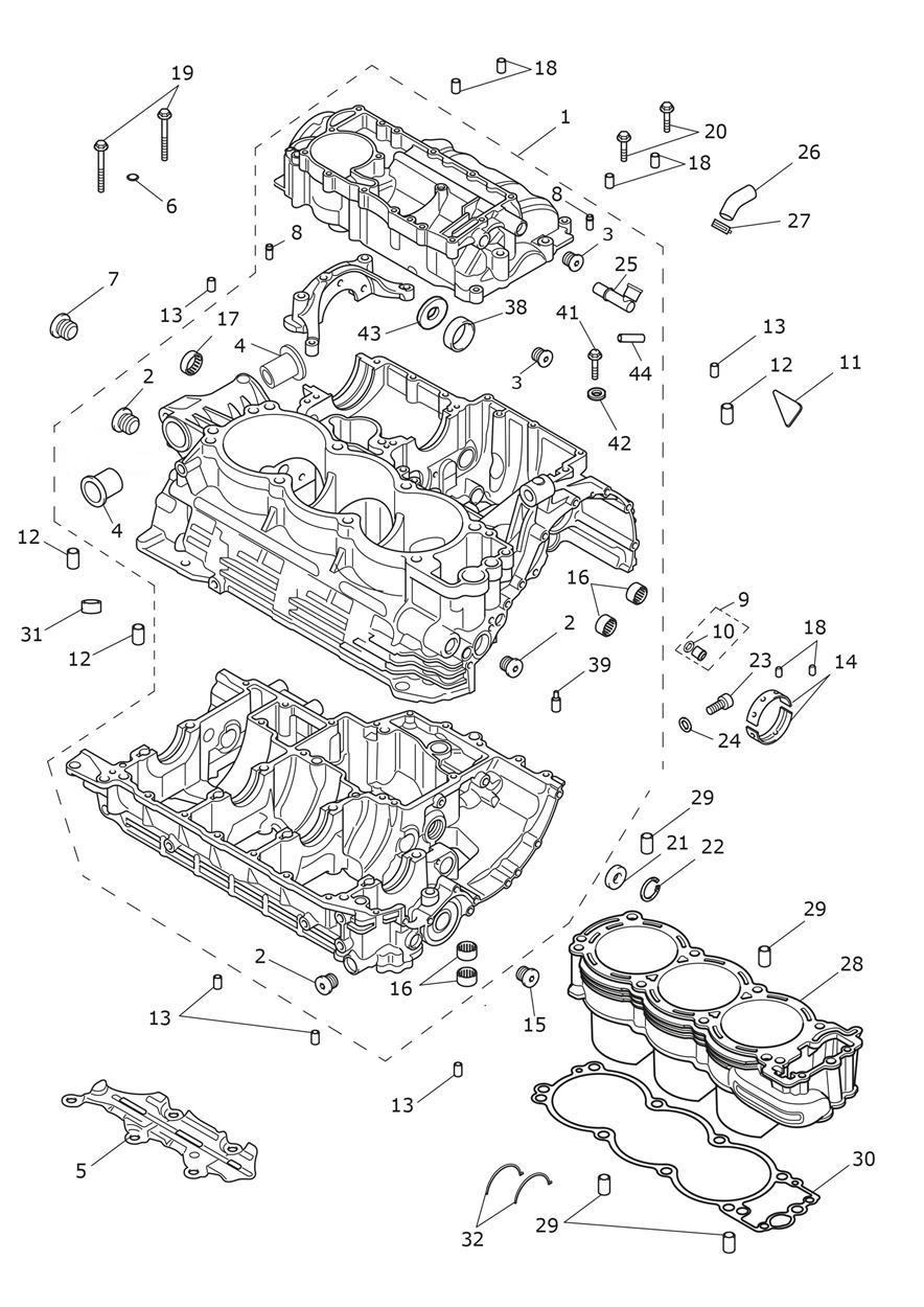 Crankcase & Fittings exploded diagram