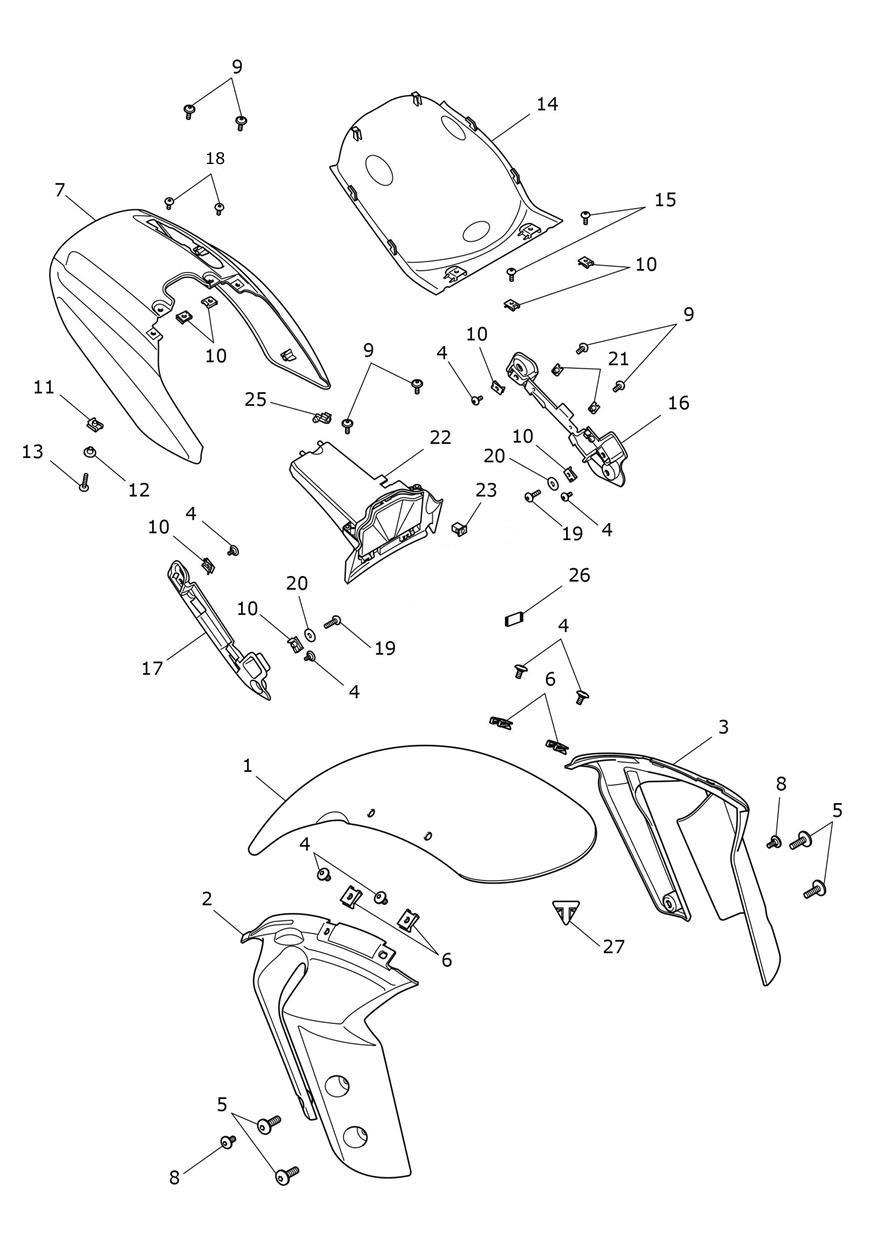 Mudguards exploded diagram