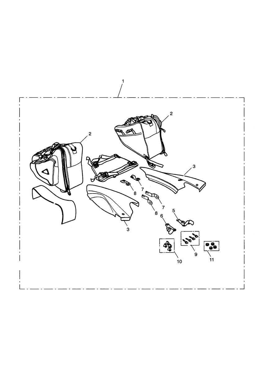 Sports Throwover Pannier Kit exploded diagram