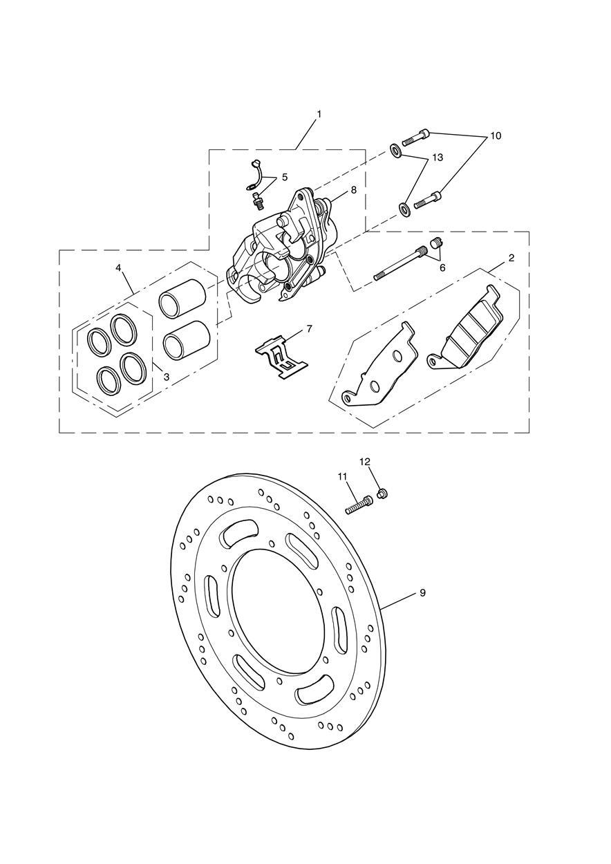 Front Brake Caliper & Discs exploded diagram