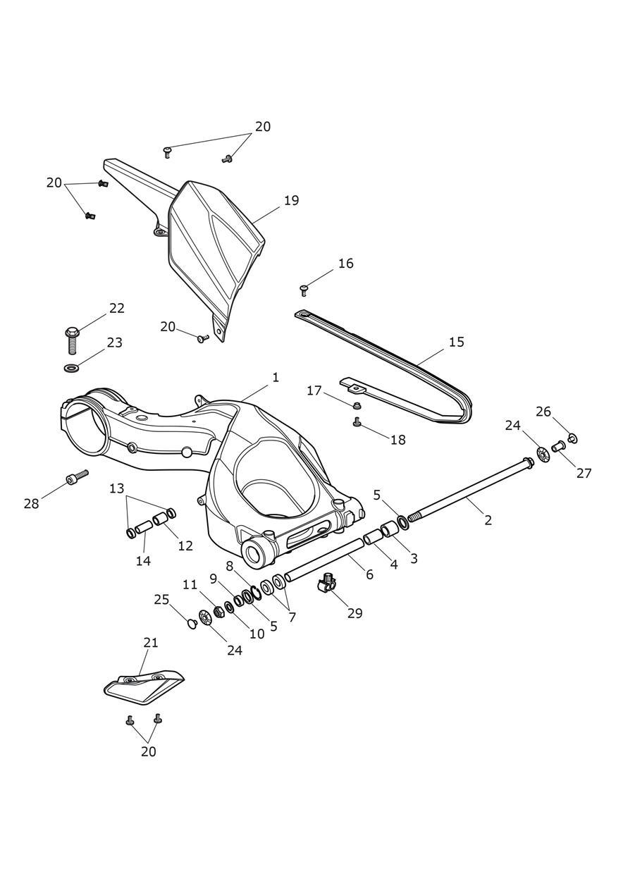 Rear Swingarm exploded diagram