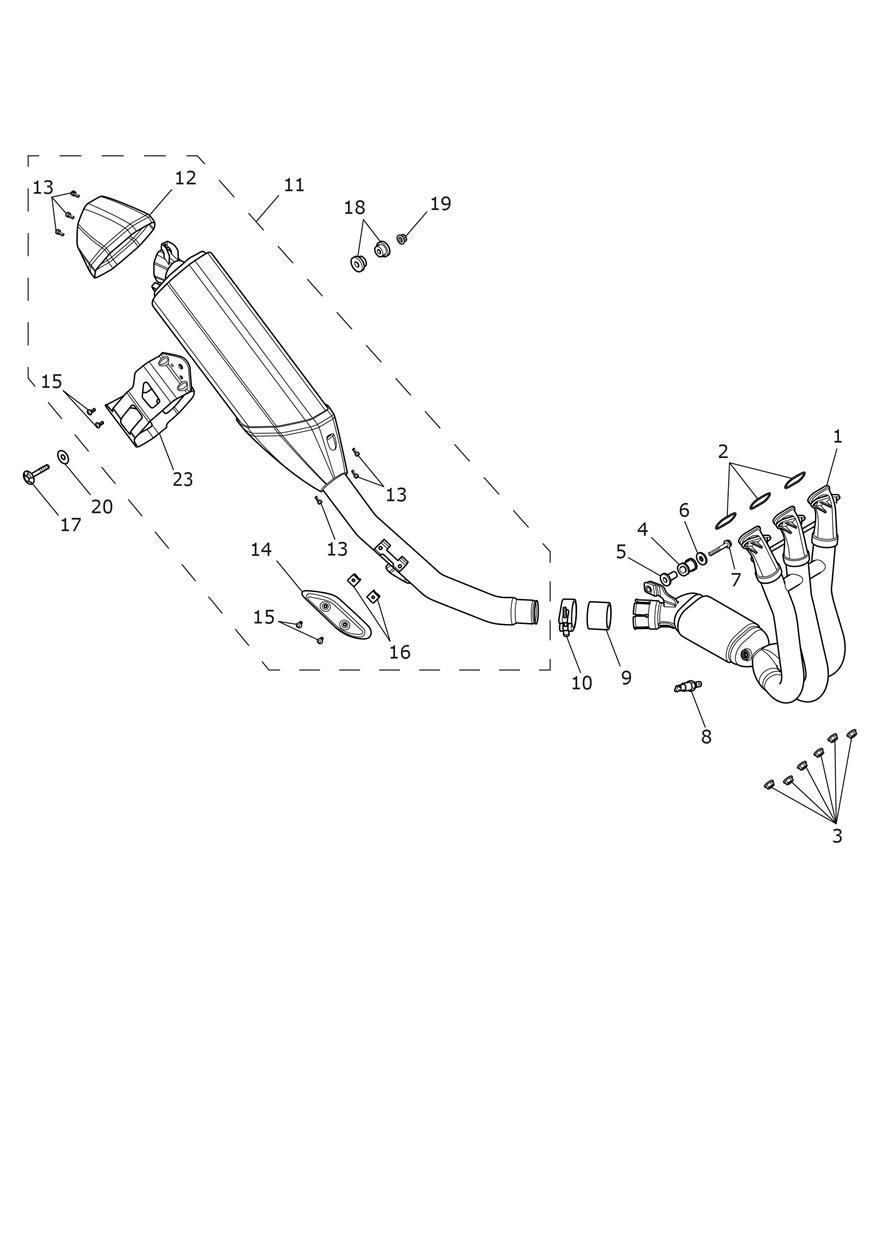 Exhaust System - Low Ride Height Version Only exploded diagram