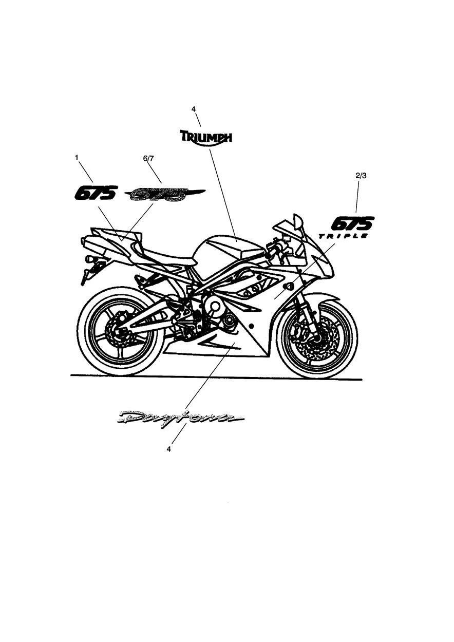 Bodywork Decals; White Bikes, Red Bikes & Black Bikes exploded diagram