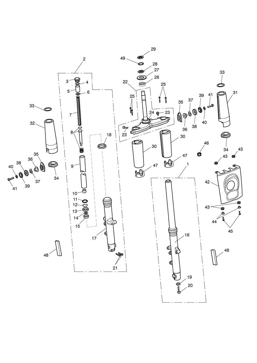 Front Forks & Yokes exploded diagram