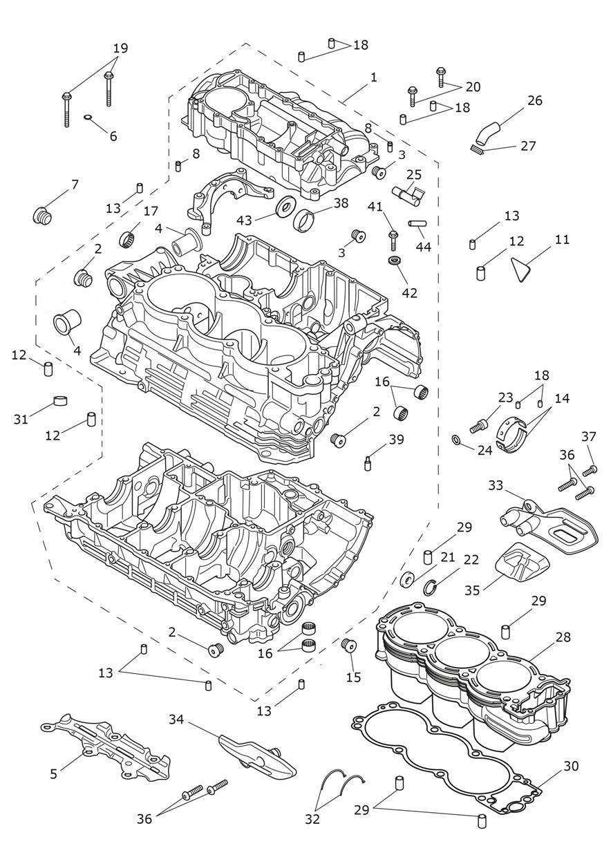 Crankcase & Fittings exploded diagram
