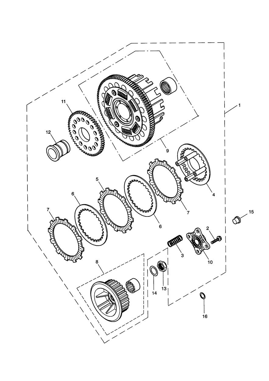 Clutch Bonneville T100 & Bonneville exploded diagram