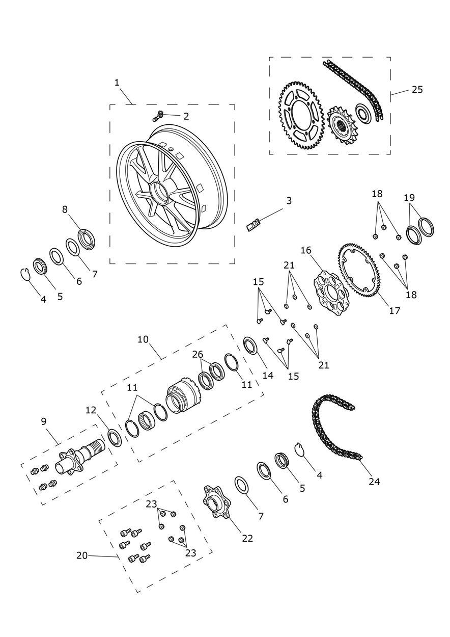 Rear Wheel & Final Drive exploded diagram