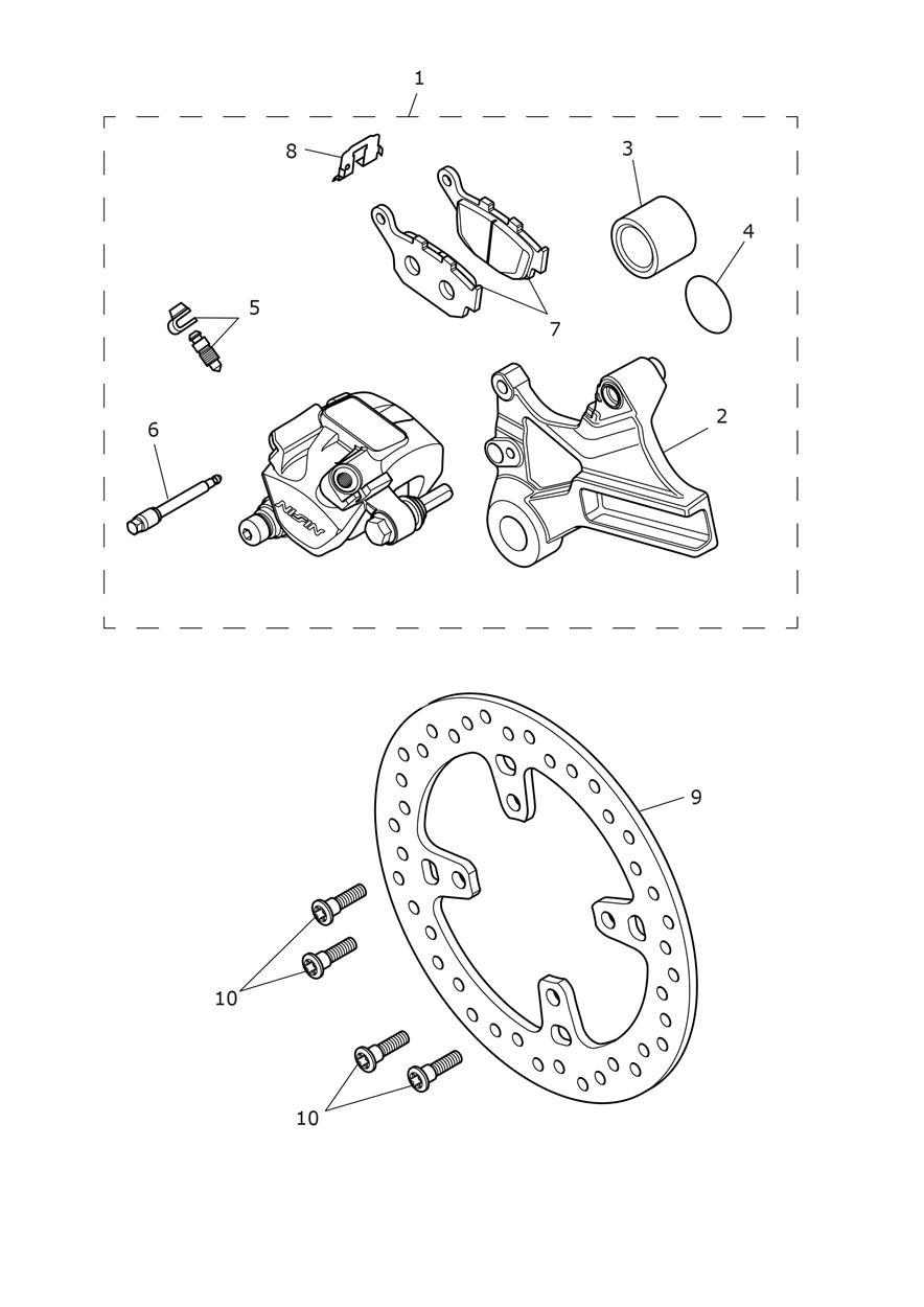 Rear Caliper & Disc exploded diagram