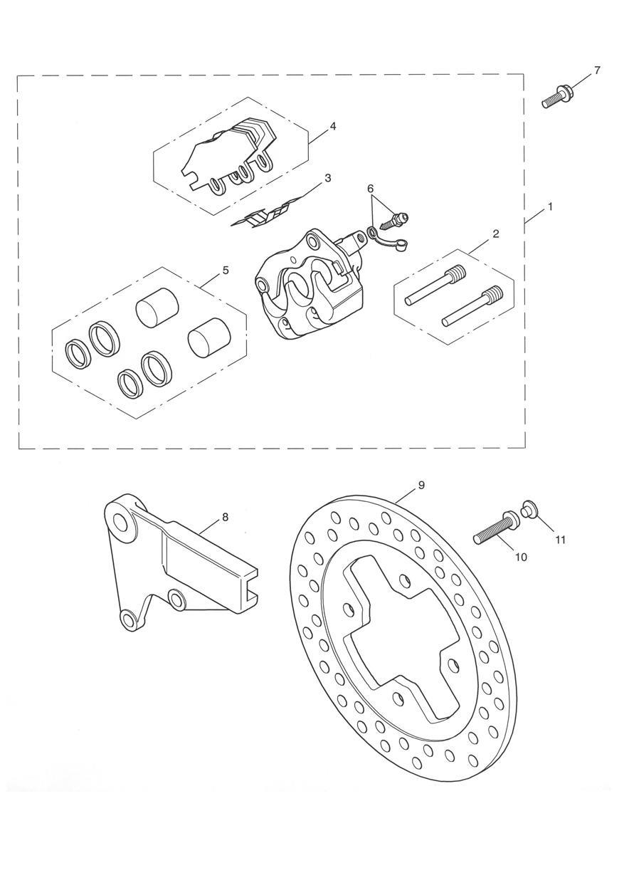 Rear Brake Caliper & Disc exploded diagram