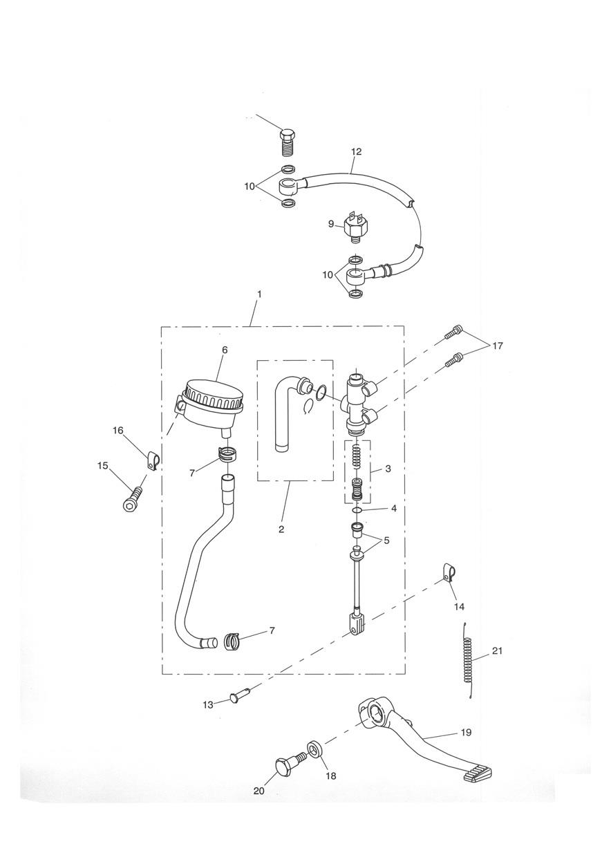 Rear Brake Master Cylinder exploded diagram